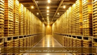 سعر الذهب اليوم الخميس 22 يناير 2026 عيار 24 يصل إلى 7382 جنيها في سوق متقلب