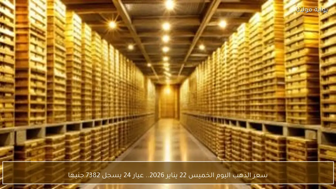 سعر الذهب اليوم الخميس 22 يناير 2026 عيار 24 يصل إلى 7382 جنيها في سوق متقلب